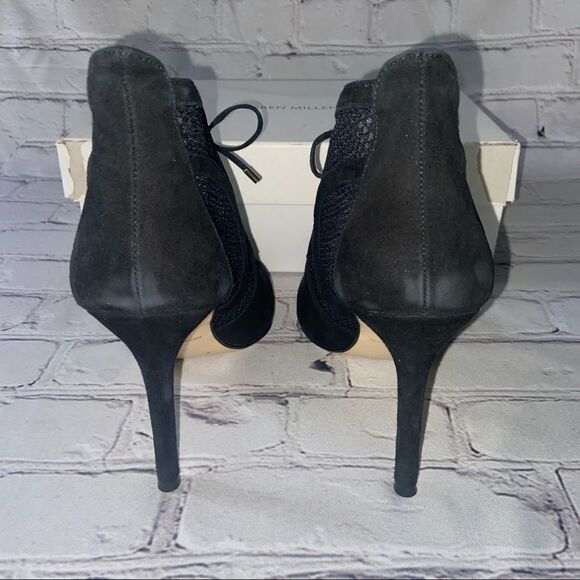 Karen Millen Peep - Toe Black Suede Stiletto Heel Size 8 US 38 IT - Picture 5 of 5